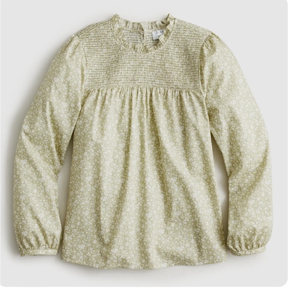 NWT J. Crew Liberty Print Light Green Floral Top
